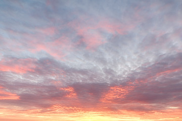 Fiery sky. Beautiful orange sunset sky background.