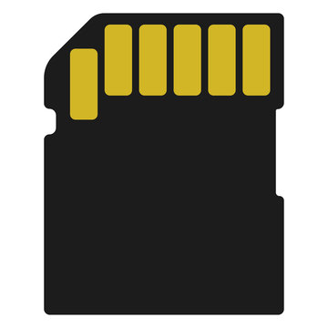 Memory card flat icon isolated on white background. Simple memory card in flat style, vector illustration.