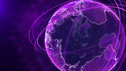 Fototapete - Global network connection. World map point. Representing the global. Network connection. 3D rendering.