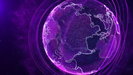 Fototapete - Global network connection. World map point. Representing the global. Network connection. 3D rendering.