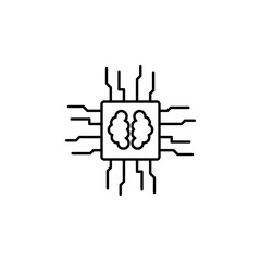Poster - chip smart brain icon. element of future technology icon for mobile concept and web apps. thin line 