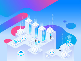 Poster - big data flow processing. high technology concept.