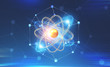 © ImageFlow - Gold and blue atom model and network interface