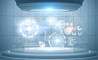 Aufkleber - Holograms hud and global network futuristic icons