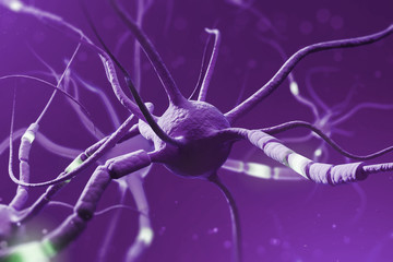 Poster - purple glowing neurons over purple background