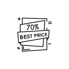 Poster - sticker tag 70% icon. Element of black friday icon for mobile concept and web apps. Thin line sticker tag 70% icon can be used for web and mobile