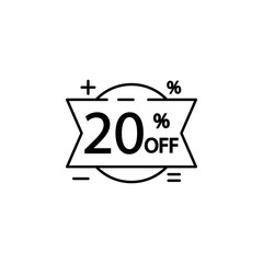 Poster - sticker tag 20% icon. Element of black friday icon for mobile concept and web apps. Thin line sticker tag 20% icon can be used for web and mobile