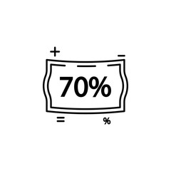Poster - sticker tag 70% icon. Element of black friday icon for mobile concept and web apps. Thin line sticker tag 70% icon can be used for web and mobile