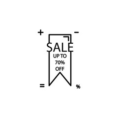 Poster - sticker tag 70% icon. Element of black friday icon for mobile concept and web apps. Thin line sticker tag 70% icon can be used for web and mobile