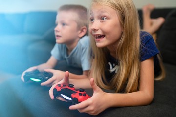 Wall Mural - Children playing video games 