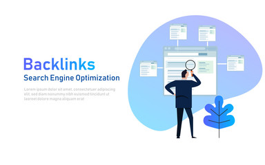 Poster - backlinks or link building. seo concept. illustration