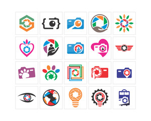 Poster - variation mixed camera lens icon image vector icon logo symbol set