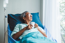 Lonely Old Asian Patient On Patient Bed In Hospital