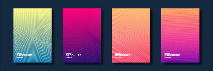 Aufkleber - Minimal cover design. Halftone gradients, abstract geometric background. Set of abstract patterns for cover design in warm colors