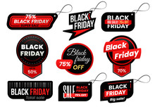 Black Friday Tag. Market Sale Tags, Shopping Sales Sign Label And Marketing Labels Vector Design Set