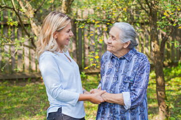 Walking with old lady