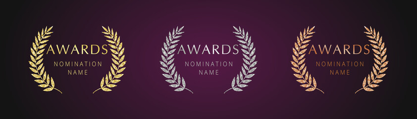 awards logotype set. isolated elegant abstract nominee emblem. first 1st, second, 3d place symbol. l