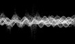 Sound waves. Dynamic effect. Vector illustration with particle. 3D grid surface.