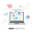 Data analytics concept. SEO optimization. Search Engine Optimization. SEO content marketing. Web analytics design. Vector illustration isolated on white background