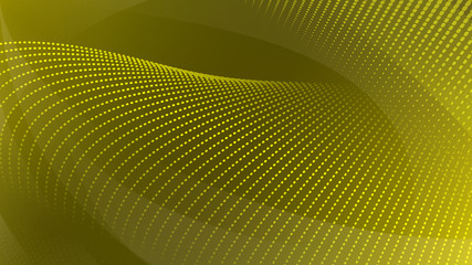 abstract background of curved surfaces and halftone dots in yellow colors