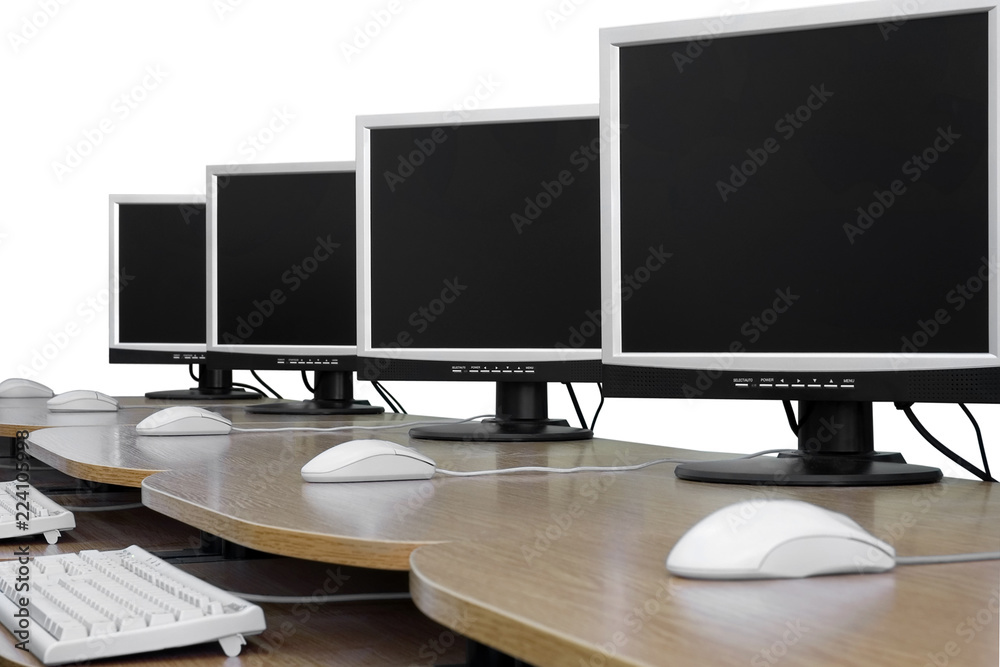 Monitors Row Row of computer monitors Stock Photo | Adobe Stock