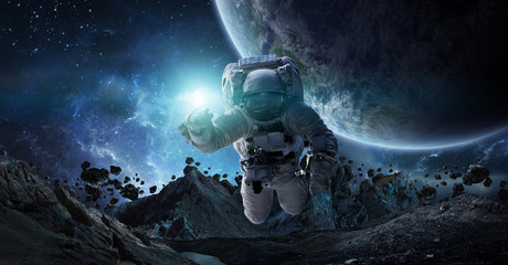 Astronaut floating in space 3D rendering elements of this image furnished by NASA