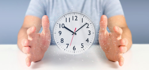 Poster - Man holding a clock timer 3d rendering