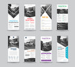 © olegphotor - Set of vector templates of white roll-up banners with place for photo.