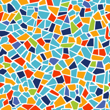 Bright Abstract Mosaic Seamless Pattern. Vector Background. Endless Texture. Ceramic Tile Fragments.
