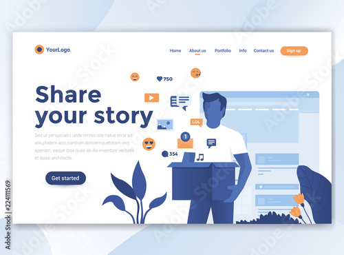 Flat Modern Design Of Wesite Template Share Your Story Stock Vector Adobe Stock Flat Modern Design Of Wesite Template Share Your Story Stock Vector Adobe Stock