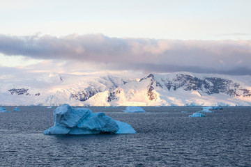 ice in the Antarctica with iceberg in the ocean