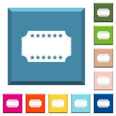 Poster - Ticket with stars white icons on edged square buttons