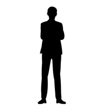Vector, Isolated, Silhouette Of A Man In A Jacket