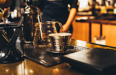 Barista prepare Drip coffee,Coffee concept background.