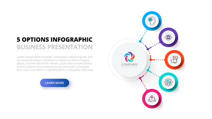 Aufkleber - Business data visualization. Process chart. Abstract elements of graph, diagram with 5 steps, options, parts or processes. Vector business template for presentation. Creative concept for infographic.