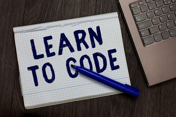 conceptual hand writing showing learn to code. business photo text learn to write software be a comp