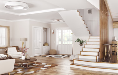 Interior of modern house 3d rendering