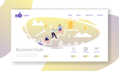 Poster - Business Career Landing Page Template. Website Layout with Flat People Characters Going to Success. Easy to Edit and Customize Mobile Web Site. Vector illustration