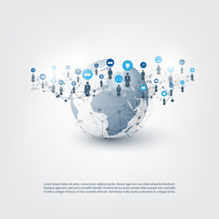 Poster - Internet of Things, Cloud Computing Design Concept with Icons - Business Network Connections, Technology Background