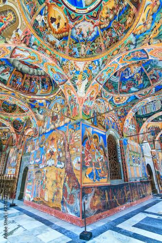 Fotografie, Obraz Beautiful view of the vibrant decoration of the Orthodox Rila Monastery, a famou