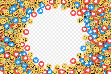 Vector Flat Design Modern Emoji Conceptual Abstract Art Illustration on Transparent Background. Social Network Web Emoticons for Internet, App, Advertisement, Promotion, Marketing, SMM, CEO, Business
