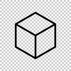 Poster - Geometric empty cube. Simple outline icon. On transparent backgr