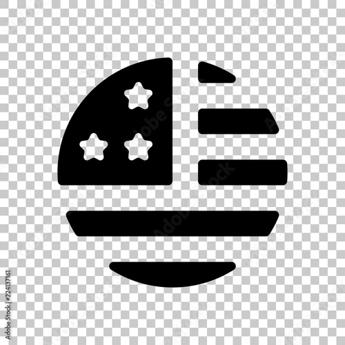 Simple Usa Flag Icon Round Shape On Transparent Background