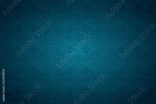 Blue Vintage Background Royal With Classic Baroque Pattern