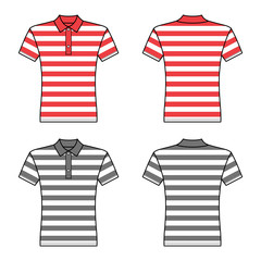 Wall Mural - Polo striped t shirt man template (front, back views)