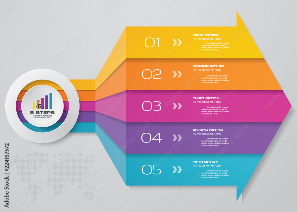 5 steps arrow infographics chart design element. For data presentation ...