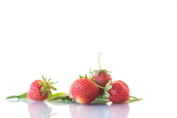 Poster - ripe red organic strawberry on a white