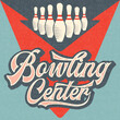 Retro advertising bowling poster. Vintage poster.