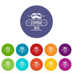 Sticker - Zombie nightmare icons color set vector for any web design on white background