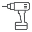 Electric drill line icon, tool and repair, screwdriver sign, vector graphics, a linear pattern on a white background.